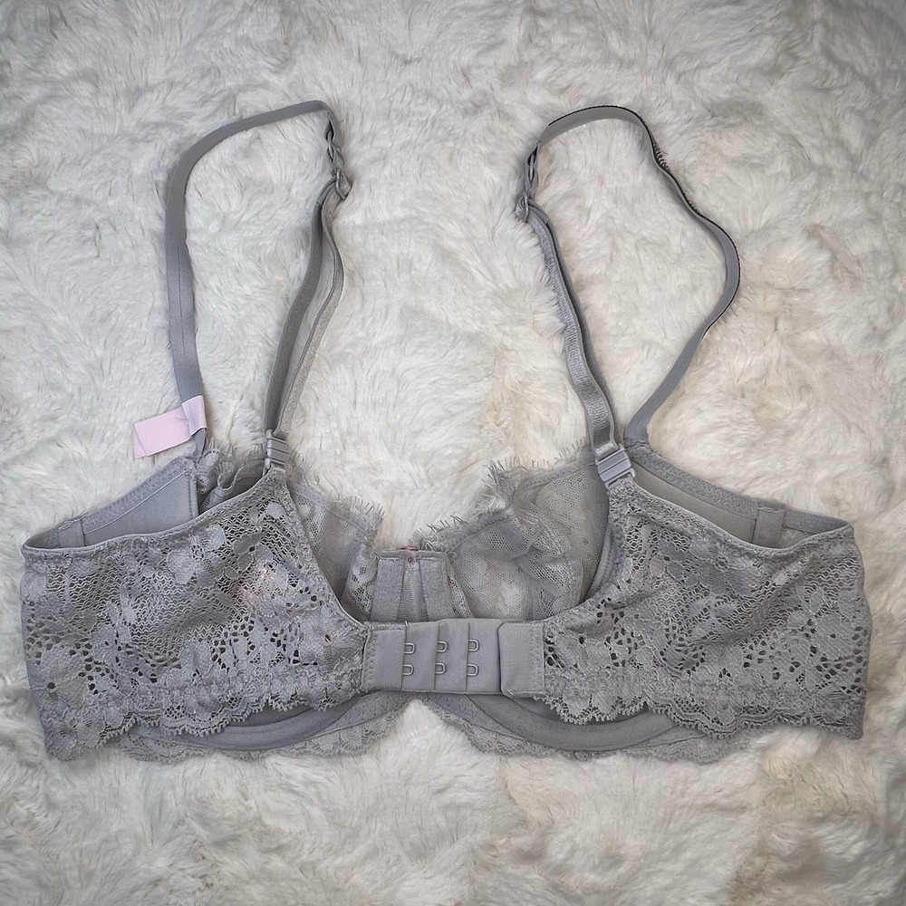 Victoria's Secret Dream Angels Lace Balconette Bra Sparkle Strap Gray 34C NWT - Picture 2 of 9